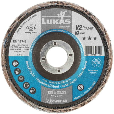 Disco lamellare LUKAS V2 POWER ZK Ø 125 mm granulometria 40 piatta ( 4000840346 )