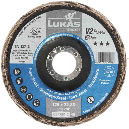 LUKAS flap disc V2 POWER CER Ø 125 mm grain size 40 flat ( 4000840349 )