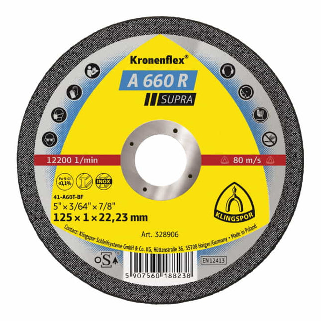 Disco da taglio KLINGSPOR A 660 R Supra D125x1mm diritto ( 4000843412 )