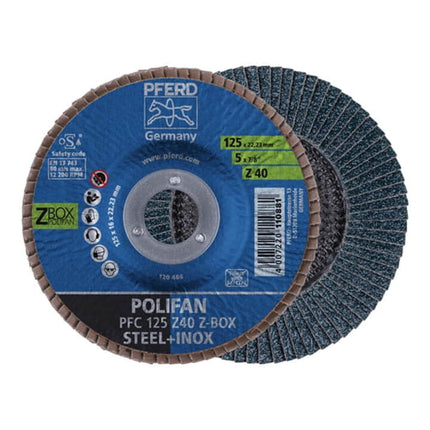 PFERD flap disc POLIFAN Z START STEELOX Ø 125 mm grit size Z-60 conical ( 4000843629 )