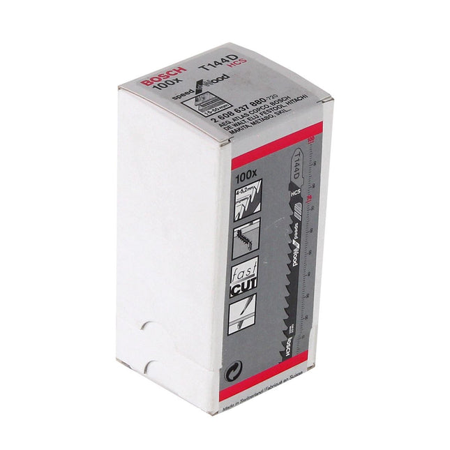 Bosch T 144 D Stichsägeblätter für Holz - 100 Stück, geschränkte Zahnausführung, für Stichsägen mit T-Schaft-Aufnahme - Toolbrothers