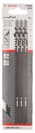 BOSCH Jigsaw blade T 744 D Speed for Wood L.180mm tooth pitch 4mm ( 4000909194 )