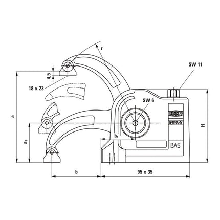BESSEY Compact clamp BAS Clamping height 97 mm Projection 60 mm ( 4123716050 )