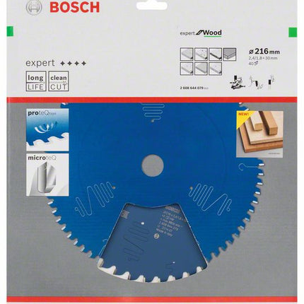 Hoja de sierra circular BOSCH Expert para madera Ø exterior 216 mm Número de dientes 40 WZ ( 8000342089 )