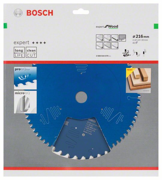 Lama circolare BOSCH Expert per legno Ø esterno 216 mm Numero di denti 40 WZ ( 8000342089 )