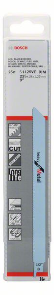 Hoja de sierra de sable BOSCH S 1125 VF Longitud 225 mm Anchura 19 mm ( 8000343764 )