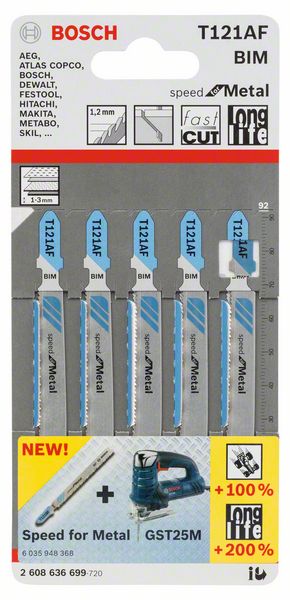 BOSCH jigsaw blade T 121 AF overall length 92 mm ( 8000345980 )