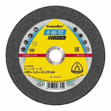 KLINGSPOR cutting disc A 46 TZ Special D150x1.6mm straight ( 8000353743 )