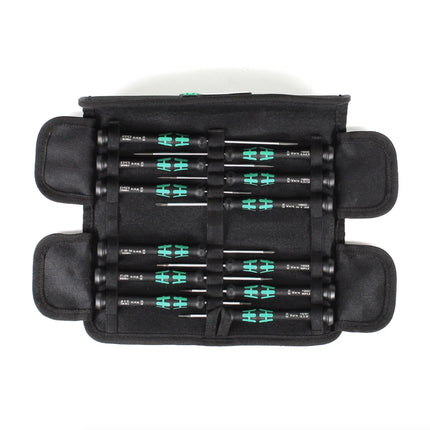 Wera Kraftform Micro Elektroniker Schraubendreherset 12 tlg. in Falttasche zur Gürtelbefestigung ( 05073675001 ) - Toolbrothers