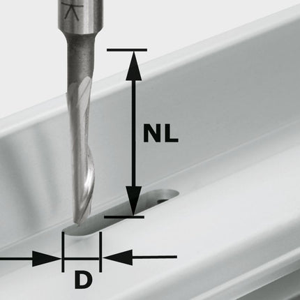 Fresa de aluminio Festool HS S8 D5/NL23 (491036) para OF 900, OF 1000, OF 1010, OF 1010 R, OF 1400, OF 2000, OF 2200