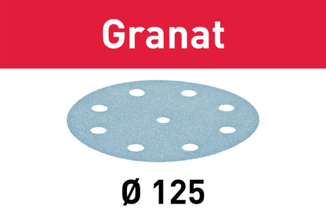 Festool STF D125/8 P120 GR/10 disque abrasif grenat (497148) pour RO 125, ES 125, ETS 125, ETSC 125, ES-ETS 125, ES-ETSC 125, ETS EC 125, LEX 125