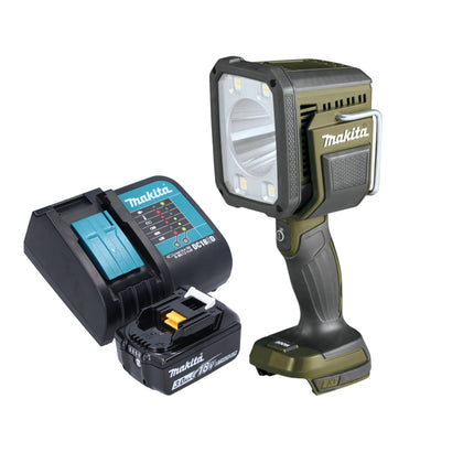 Makita DML 812 SF1 lámpara de mano sin cable 18 V 1250 lm LED verde oliva outdoor adventure special edition + 1x batería recargable 3,0 Ah + cargador