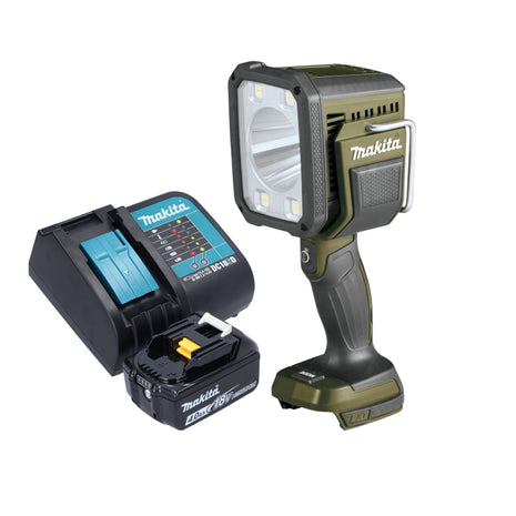 Makita DML 812 SM1 cordless hand lamp 18 V 1250 lm LED olive green outdoor adventure special edition + 1x rechargeable battery 4.0 Ah + charger