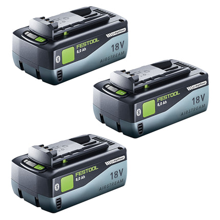Juego de baterías Festool 3x BP 18 Li 8.0 HP-ASI batería 18 V 8.0 Ah ( 3x 577323 ) 8000 mAh Li-ion con indicador de nivel de carga