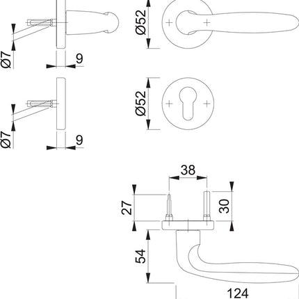 Zestaw róż HOPPE Verona 1510 / 42KB/42KBS Aluminium F1 ( 3000203133 )