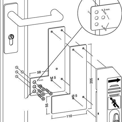 GFS mounting plate 901 - / 991 470 Mounting on glass doors ( 3000250546 )