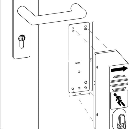 Placa de montaje GFS 901 670 Montaje en puertas cortafuegos ( 3000250547 )