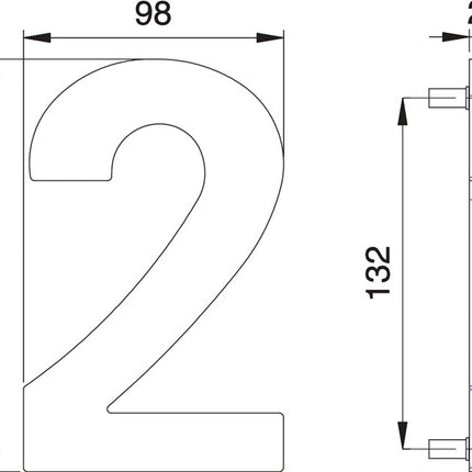 EDI Hausnummer Ziffer 2 Edelstahl matt ( 3000261317 )