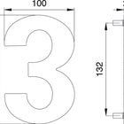 EDI house number digit 3 stainless steel matt ( 3000261318 )