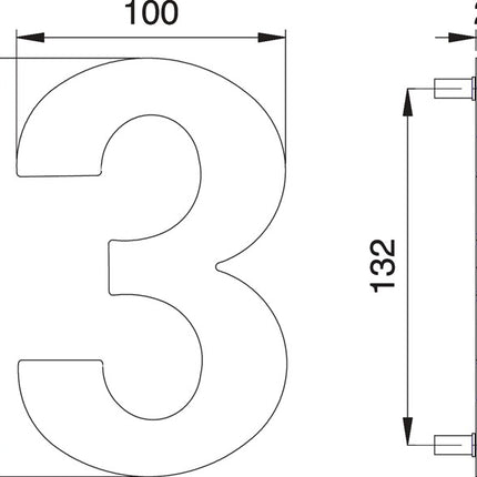 EDI house number digit 3 stainless steel matt ( 3000261318 )