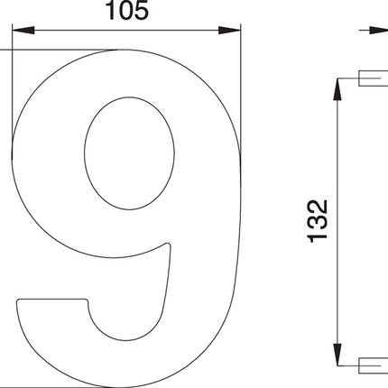 Número de casa EDI dígito 6 / 9 acero inoxidable mate ( 3000261321 )