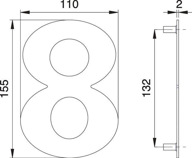 EDI house number digit 8 stainless steel matt ( 3000261323 )