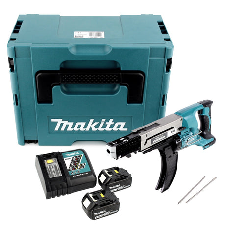 Makita DFR 750 RTJ Akku Magazinschrauber 18V 45-75mm + 2x Akku 5,0Ah + Ladegerät + Makpac - Toolbrothers