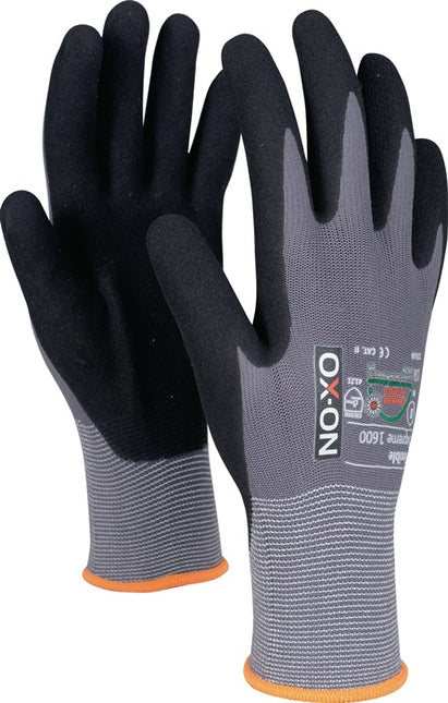 OX-ON Handschuhe Flexible Supreme 1600 Größe 8 schwarz/hellgrau ( 4000391364 )