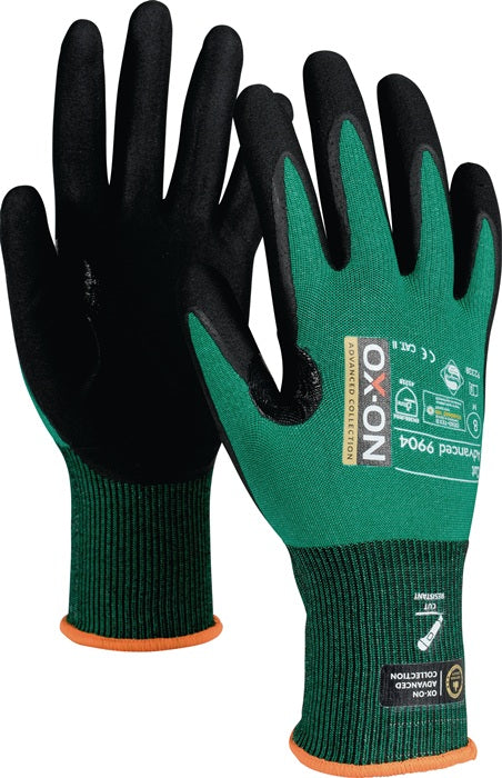 OX-ON Cut Advanced 9904 cut protection gloves size 10 black/green ( 4000391374 )