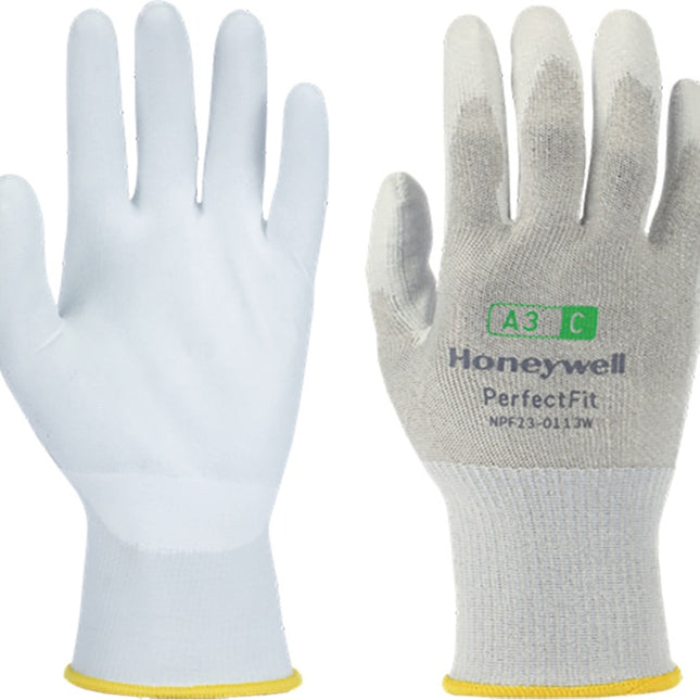 HONEYWELL guantes de protección al corte Nuevo Perfect Fit 13G PU A3/C talla 9 blanco ( 4000391444 )