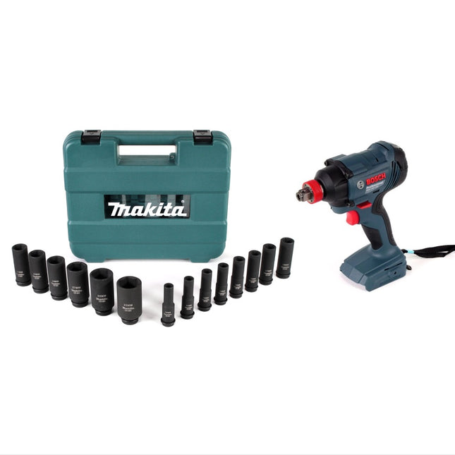 Bosch GDX 18V-180 Akku Drehschlagschrauber 18 V 180 Nm 1/4" 1/2" + 14 tlg. Steckschlüssel Set - ohne Akku, ohne Ladegerät - Toolbrothers