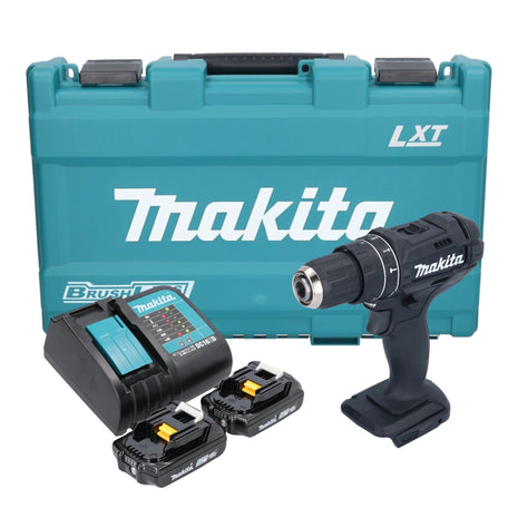 Makita DHP 482 SAKB perceuse à percussion sans fil 18 V 62 Nm noir + 2x batteries 2,0 Ah + chargeur + mallette