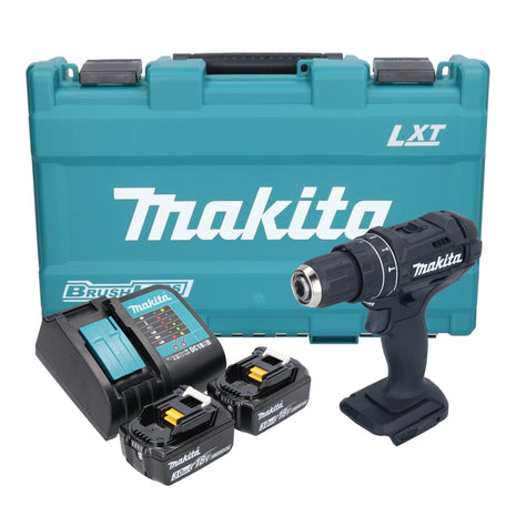 Makita DHP 482 SFKB taladro percutor inalámbrico 18 V 62 Nm negro + 2x baterías 3,0 Ah + cargador + estuche