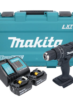 Makita DHP 482 STKB akumulatorowa wiertarko-wkrętarka udarowa 18 V 62 Nm czarna + 2x akumulator 5,0 Ah + ładowarka + walizka