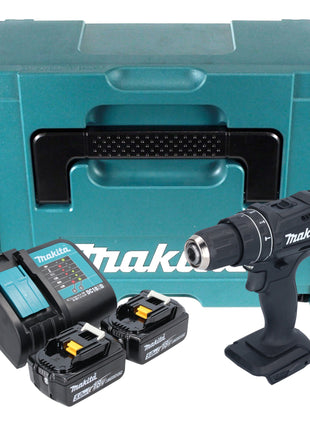 Makita DHP 482 STJB Perceuse-visseuse à percussion sans fil 18 V 62 Nm noire + 2x batterie 5,0 Ah + chargeur + Makpac