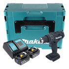 Makita DHP 482 STJB taladro percutor inalámbrico 18 V 62 Nm negro + 2x baterías 5,0 Ah + cargador + Makpac