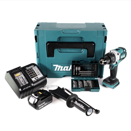 Makita DHP 481 SM1J 18 V Akku Schlagbohrschrauber Brushless 115 Nm + BL 1840 B 4,0 Ah Akku + DC 18 SD Ladegerät im Makpac + 38 tlg. Bit- & Bohrer Set - Toolbrothers