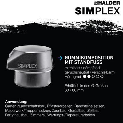 HALDER soft-face mallet SIMPLEX head d. 80mm length 490 head w.175mm ( 8002360753 )