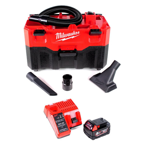 Milwaukee M18 VC2-501C 18 V Akku-Nass-/Trockensauger + 1x Akku 5,0 Ah + Ladegerät - Toolbrothers