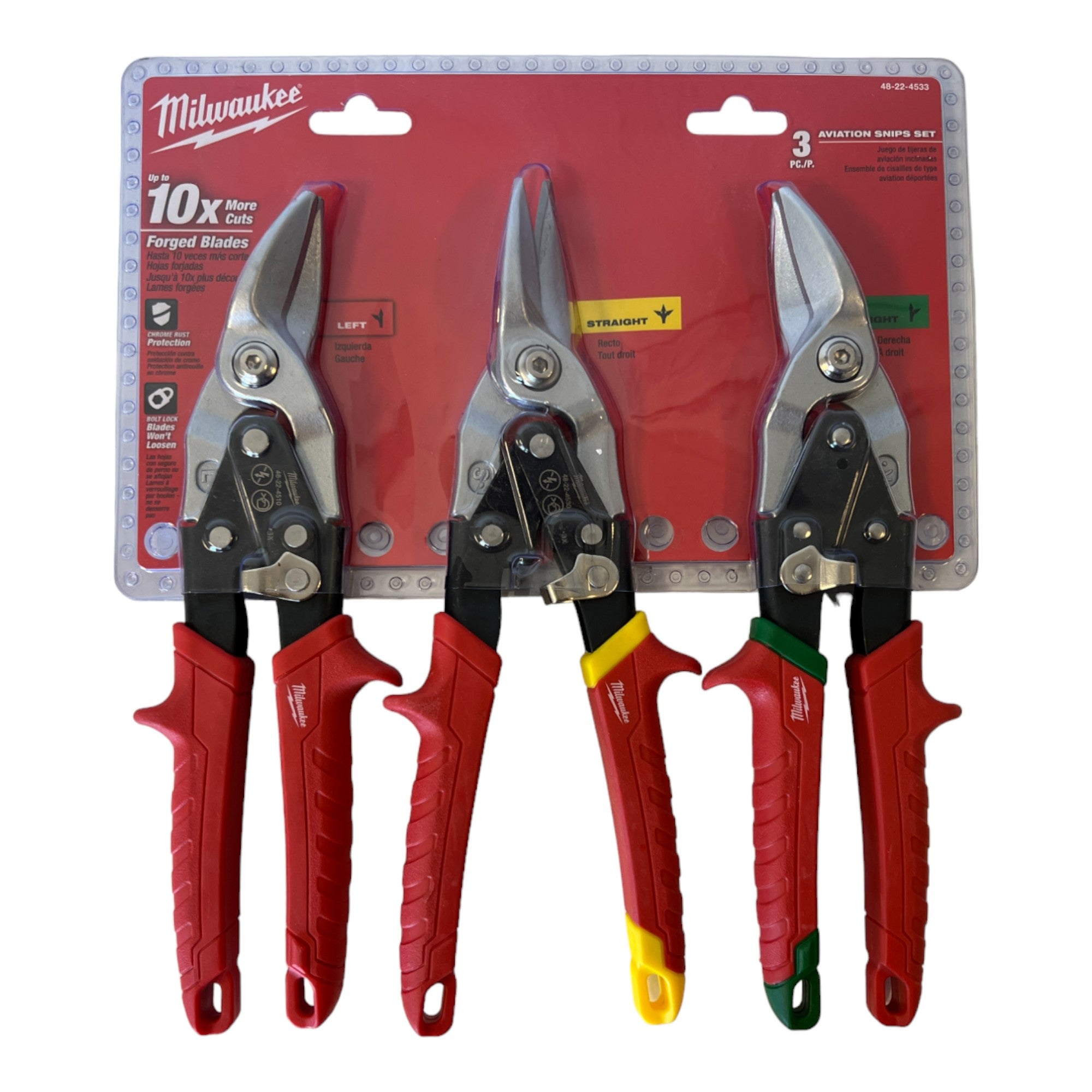 Milwaukee Blechscheren Set 3 tlg 260 mm Schnittrichtung links rechts gerade 48224533  0 - toolbrothers