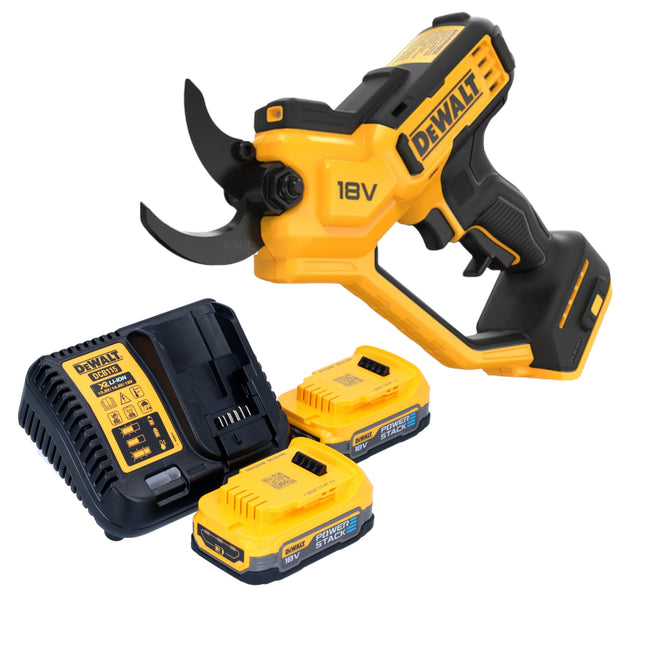 Tijeras de podar sin cable DeWalt DCMPP 568 E2 18 V 38 mm + 2x batería Powerstack 1,7 Ah + cargador