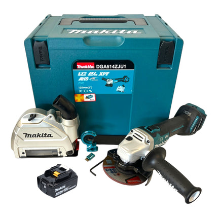 Makita DGA 514 T1JU1 Cordless angle grinder 18 V 125 mm brushless + 1x rechargeable battery 5.0 Ah + Makpac - without charger