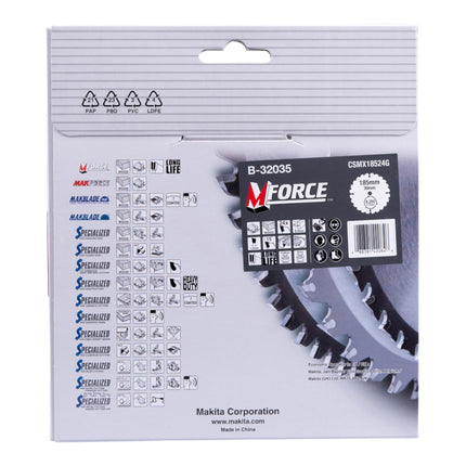 Hoja de sierra circular Makita M-FORCE 185 x 30 x 2,0 mm 24 dientes ( B-32035 ) para madera