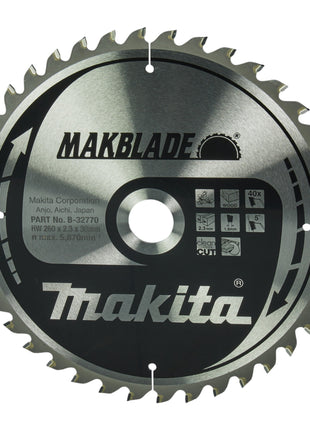 Lama circolare Makita MAKBLADE 260 x 30 x 2,3 mm 40 denti ( B-32770 ) per legno