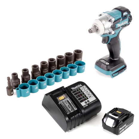 Makita DTW 285 SM1 Akku Schlagschrauber 18V 280Nm 1/2" Brushless + 1x Akku 4,0Ah + Ladegerät + Steckschlüssel-Set - Toolbrothers