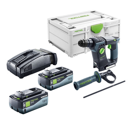 Taladro percutor a batería Festool BHC Basic 18 V 1,8 J SDS Plus Brushless + 2x batería 8,0 Ah + cargador rápido + systainer