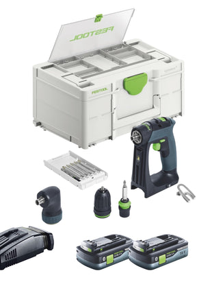 Festool CXS 18-Basic-Set cordless drill driver 18 V 40 Nm brushless + 2x rechargeable battery 4.0 Ah + quick charger + systainer