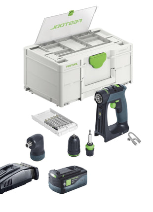 Festool CXS 18-Basic-Set cordless drill driver 18 V 40 Nm brushless + 1x rechargeable battery 5.0 Ah + quick charger + systainer