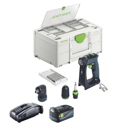 Festool CXS 18-Basic-Set cordless drill driver 18 V 40 Nm brushless + 1x rechargeable battery 5.0 Ah + quick charger + systainer