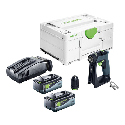Akumulatorowa wiertarko-wkrętarka Festool CXS 18 Basic 18 V 40 Nm bezszczotkowa + 2x akumulator 8,0 Ah + szybka ładowarka + systainer
